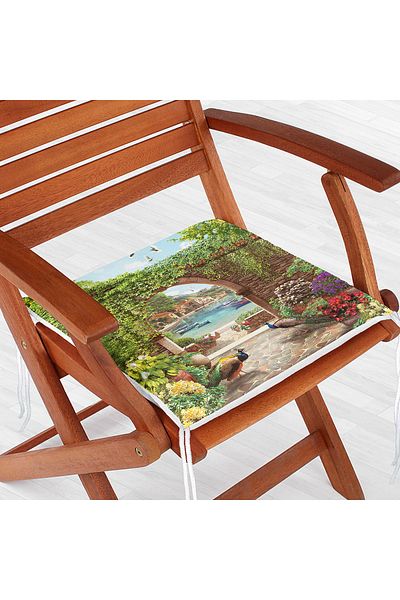 Realhomes Peacock Digital Printed Zippered Chair Cushion