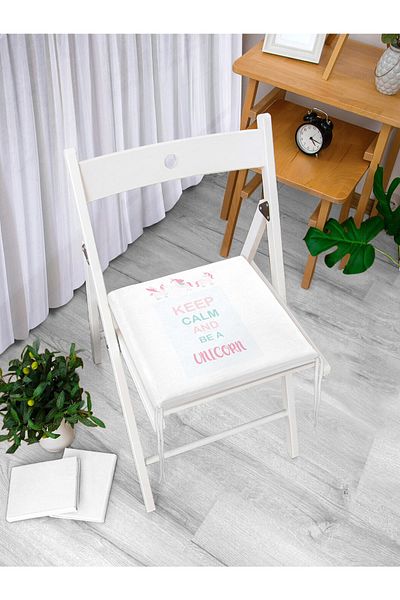Realhomes Unicorn Patterned Children's Room Chair Cushion - Digital Printed and Zipped