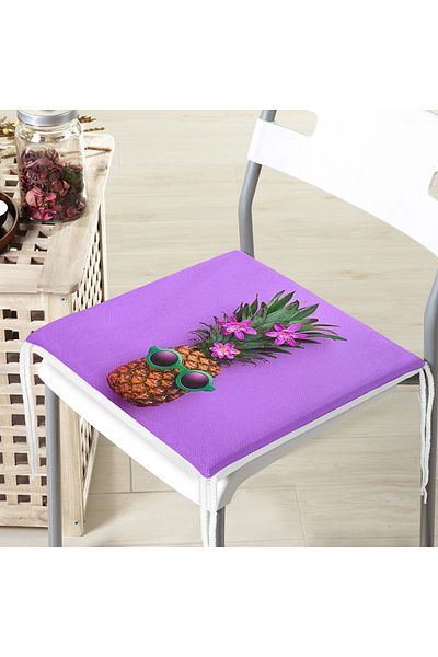 Realhomes Modern Zippered Chair Cushion with Pineapple Pattern on Purple Background