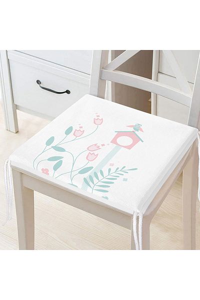 Realhomes Digital Printed Children's Room Zippered Chair Cushion with White Floor Sleeping Owl Motif
