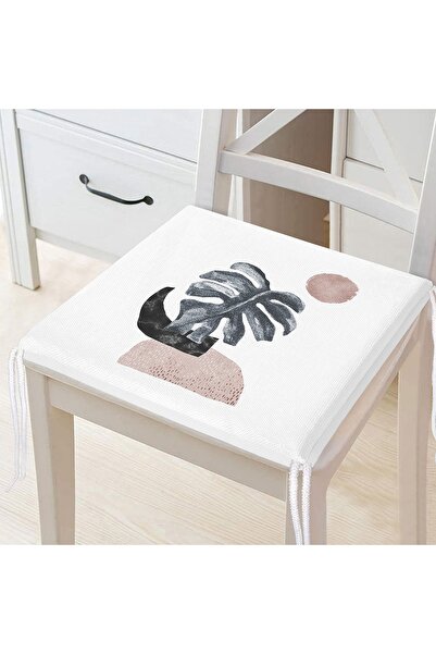 Realhomes Beyaz Zeminde Tropik Yaprak Desen Dijital Baskılı Fermuarlı Sandaly...
