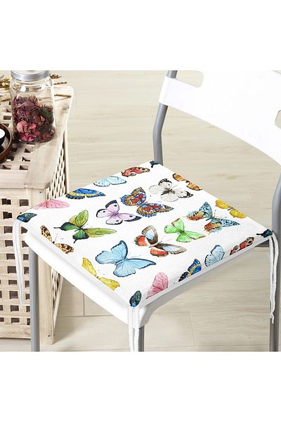 Realhomes Digital Printed Modern Zippered Chair Cushion with Colorful Butterfly Picture