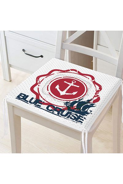 Realhomes Anchor Pattern Digital Printed Zippered Chair Cushion