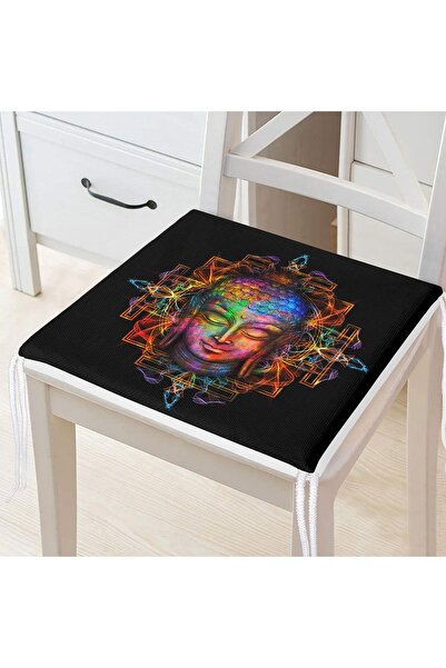 Realhomes Neon Buddha crni jastuk za stolicu sa zatvaračem