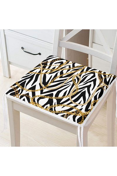 Realhomes Zebra Chain Pattern on the Floor Special Design Digital Printed Modern Zippered Chair Cushion