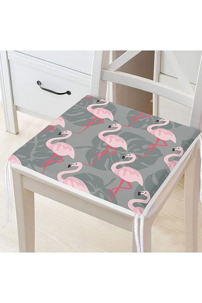 Realhomes Flamingo Patterned Digital Printed Zippered Chair Cushion