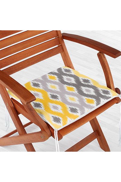 Realhomes Yellow Gray Zigzag Patterned Modern Design Zippered Chair Cushion