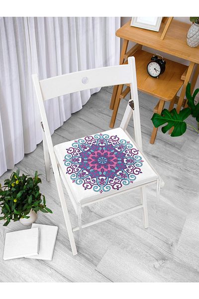 Realhomes Mandala Patterned Digital Printed Zippered Chair Cushion