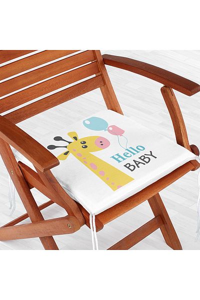 Realhomes Special Designed Children's Room Zippered Chair Cushion with Cute Giraffe Pattern on White Background