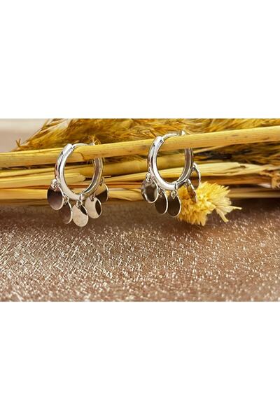 Markiz Takı Pul Sallantılı Gümüş Halka Küpe İç Çap 2 Cm