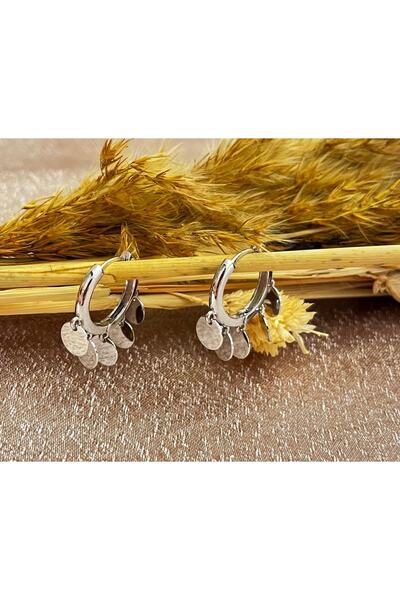 Markiz Takı Pul Sallantılı Gümüş Halka Küpe İç Çap 2 Cm