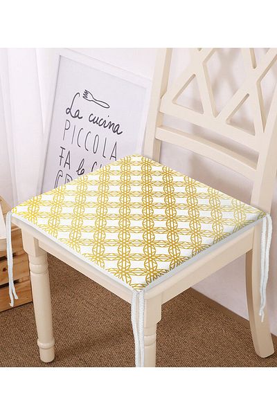 Realhomes Geometric Art Gold Detailed Special Design Modern Zippered Chair Cushion