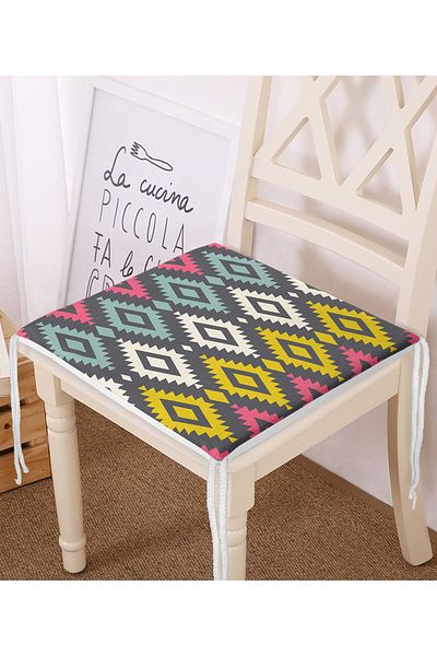 Realhomes Colorful Geometric Patterned Digital Printed Zippered Chair Cushion