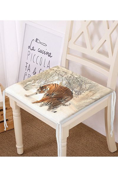 Realhomes Leopard Patterned Digital Printed Zippered Chair Cushion