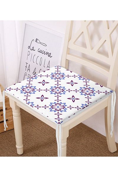 Realhomes Flower Motif Digital Printed Zippered Chair Cushion