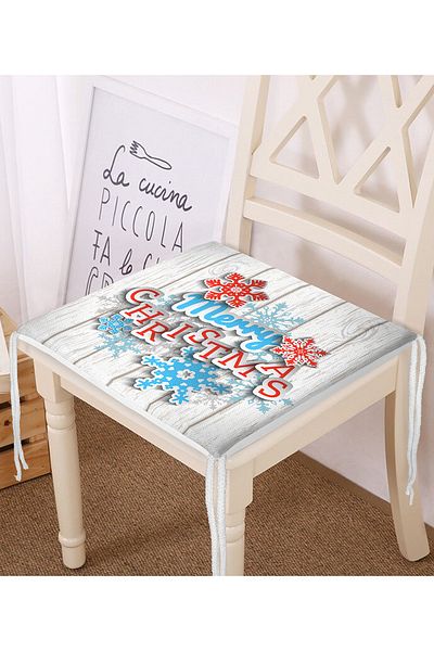 Realhomes Merry Christmas Digital Printed Modern Zippered Chair Cushion