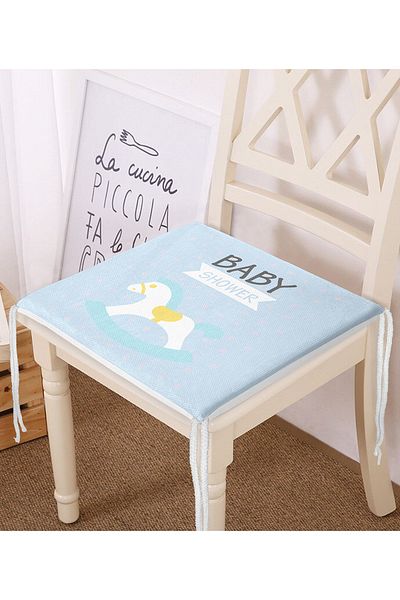 Realhomes Pernă de scaun cu fermoar pentru cameră pentru bebeluși cu modele tematice pentru baby shower pe fundal albastru