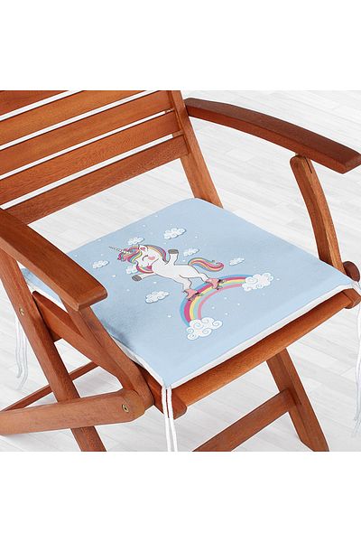 Realhomes Scaun Albastru cu Motiv Unicorn - Perna Moderna cu Fermoar