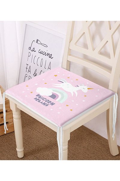 Realhomes Scaun roz cu model unicorn - design special, motiv cal, perna cu fermoar