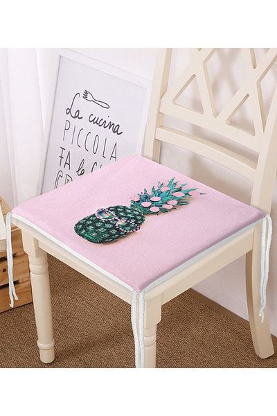 Realhomes 3D Pineapple Themed Modern Zippered Chair Cushion on Pink Background