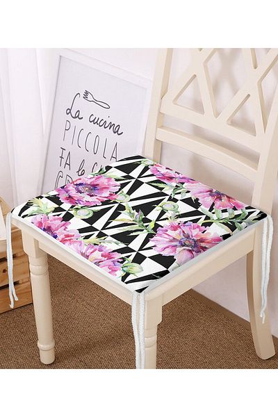 Realhomes Digital Printed Zippered Chair Cushion with Geometric Diamond Drawing