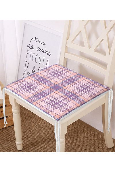 Realhomes Lilac Plaid Patterned Zippered Chair Cushion