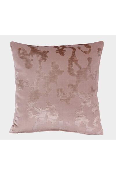 YASTIKMİNDER Ipek Kadife Dokuma Bej Eskitme Dsenli Dekoratir Yastık Kılıfı