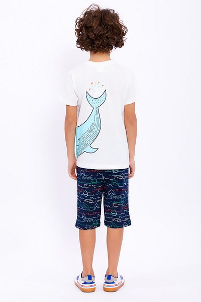 Rolypoly Blue Whale Cream Boy Capri Suit