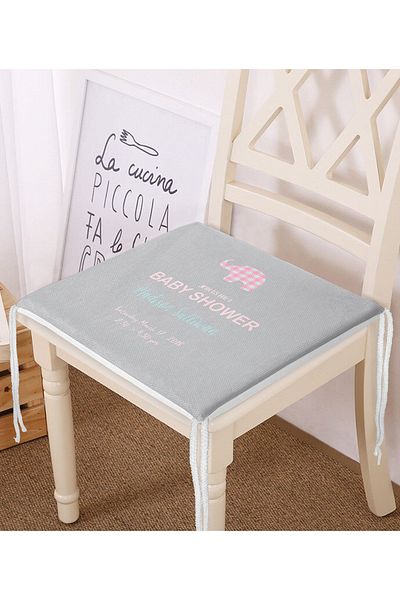 Realhomes Gray Floor Elephant Baby Shower Themed Digital Printed Children's Room Zippered Chair Cushion