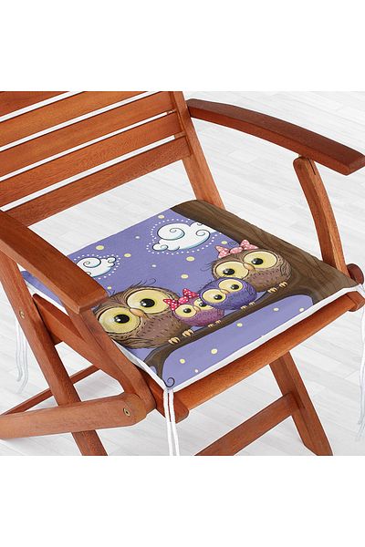 Realhomes Digital Printed Zippered Chair Cushion with Owl Picture