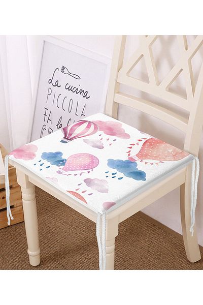 Realhomes Digital Printed Modern Zippered Chair Cushion with Colorful Flying Balloons