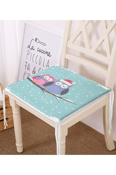 Realhomes Owl Patterned Digital Printed Zippered Chair Cushion