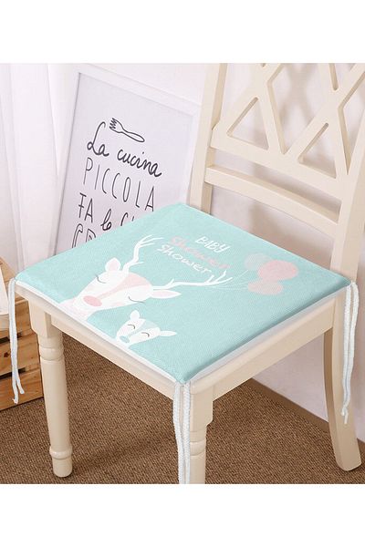 Realhomes Modern Zippered Chair Cushion with Cute Deer Design on Green Background