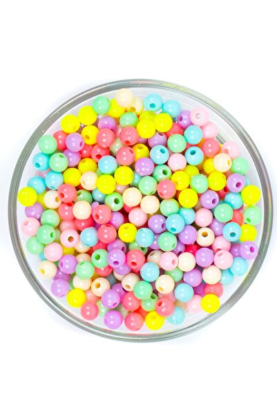 yfhobi 25 Gram - 6 Mm Pastel Karışık Renkli Yuvarlak Plastik Boncuk, ( 25gr -...