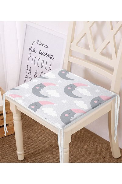 Realhomes Sleeping Room Themed Moon Motif Digital Printed Special Design Modern Zippered Chair Cushion