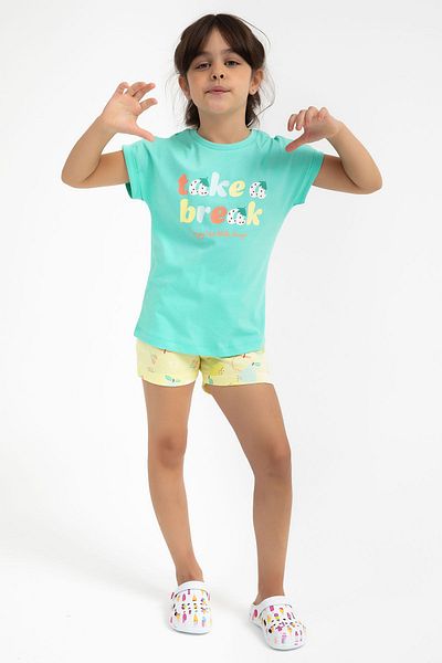 Rolypoly Take a Break Water Green Girls Shorts Set