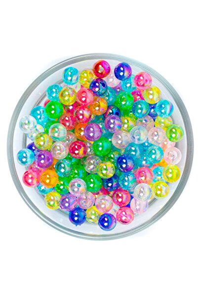 yfhobi 25 Gram - 8 Mm Janjanlı Karışık Renkli Yuvarlak Plastik Boncuk, ( 25gr...
