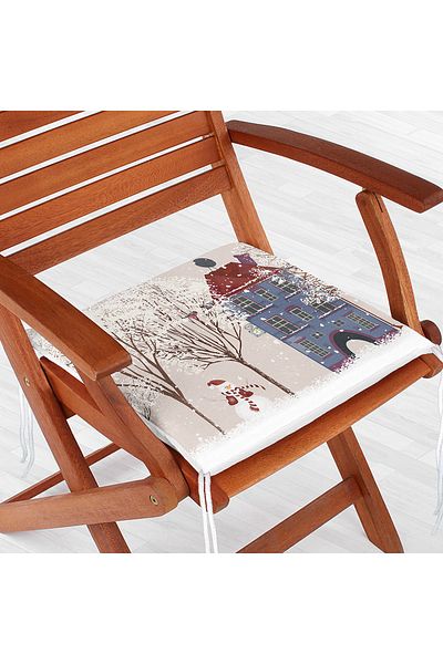 Realhomes Digital Printed Zippered Chair Cushion with Snow View