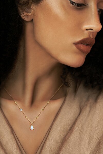 Demas Gold Pırlanta 14 Ayar Altın Dorika Avustralya Beyaz Opal Kolye