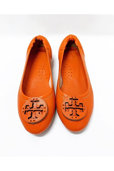 stok83 Women's Orange Genuine Leather Ballerinas