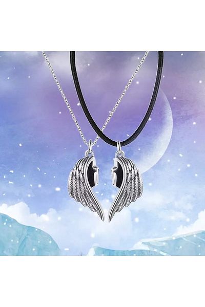 Köstebek Special for Couples Angel Wing Magnetic Btf Necklace Angel Winged Couple Necklace