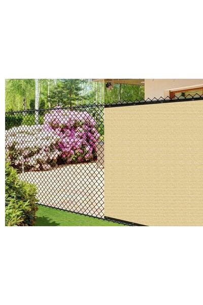 Asenya Gölgelik File 1x1 Metre Şeritli Kuşgözlü Çit Filesi Çit Örtüsü Krem Gö...