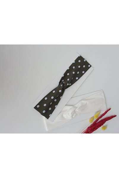 swan butik Adult Bandana Hair Band 2 Pieces Green Polka Dot And Ecru