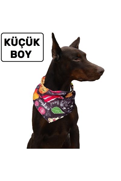 stylie Small Size Fast Food Patterned Lace Up Dog Scarf Bandana, 40 Cm