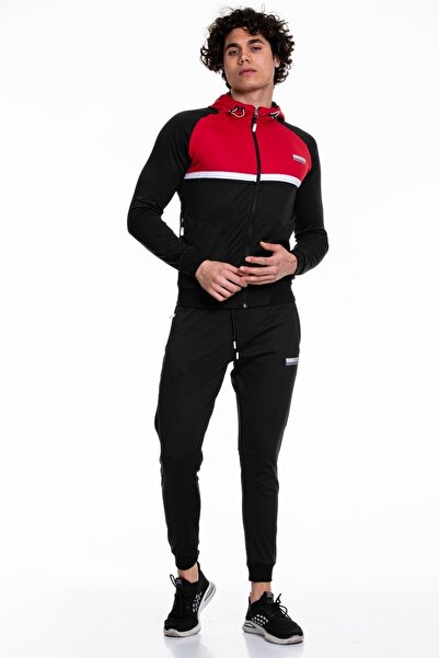 FEROBİ Erkek Kapüşonlu Fermuarlı Likralı Diz Yapmayan Dalgıç Eşofman Takımı