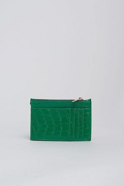 Çantacımstore Women's Crocodile Skin Look Faux Leather Card Holder Wallet Green