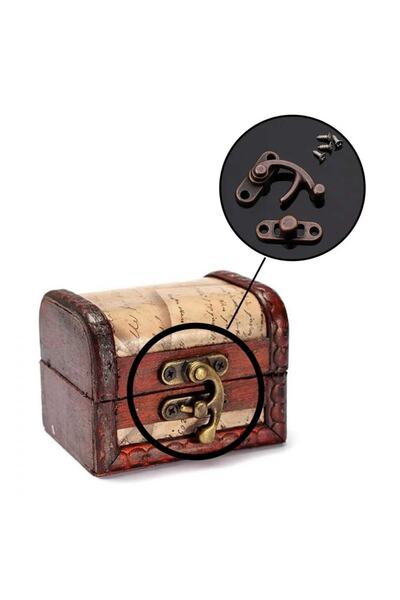 ARON (4 Adet) Kilit Antik Bakır Kutu - Tavla - Sandık - Dolap - Kapak Kilidi