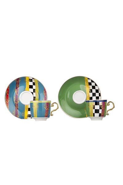 Lucky Art Saffronia 2-Piece Bone Coffee Cup Set