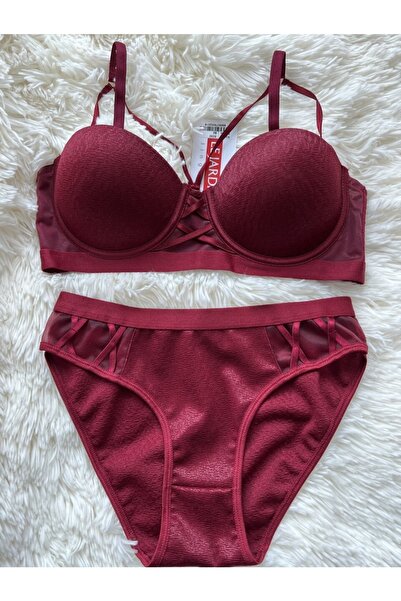 Le Jardin 5030 Cassıe Strapless Silikonlu Biye Ipli Bordo Sütyen Takım