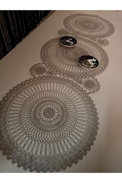 Kardelen غطاء طاولة القهوة لغرفة المعيشة بحبل محبوك مقاس 37 × 110 سم، غطاء طاولة المطبخ / عداء / ممر